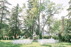 A ceremony beneath the mature oaks