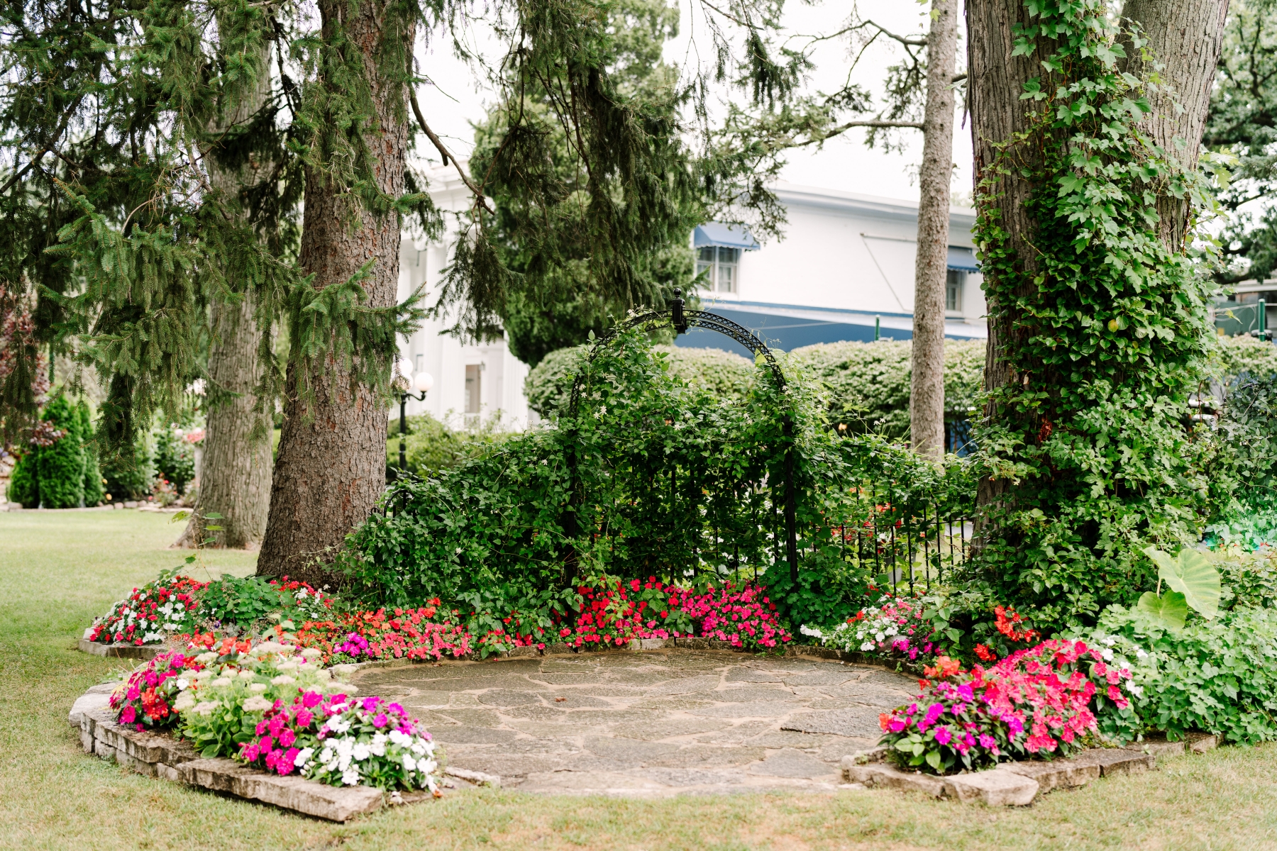 The estate gardens in full summer bloom