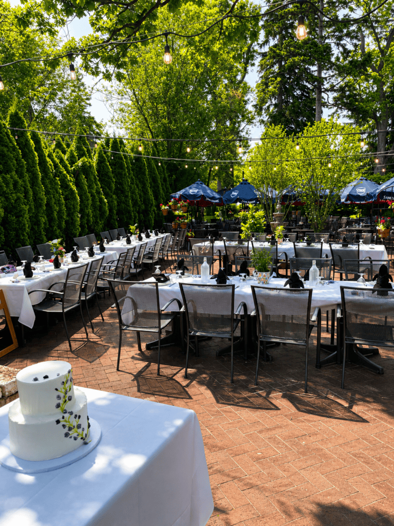 The North Patio, enclosed by a tall hedge wall