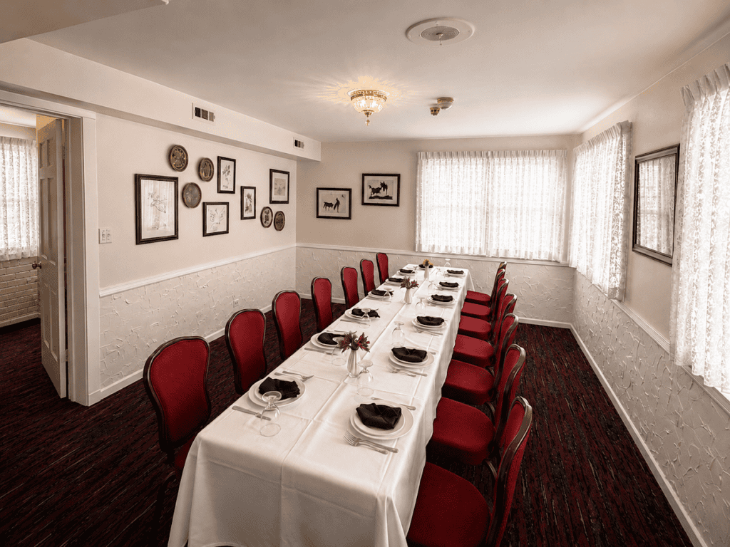 The Picasso Room, hung with framed art around one long table